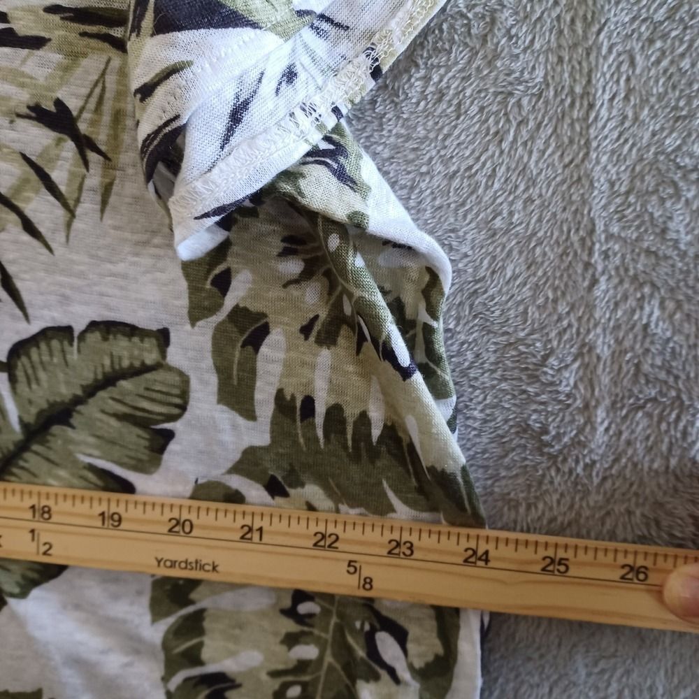 1X Linen TShirt Tropical Leaf Print VNeck C&C California Beachy Vaction Coastal - Picture 5 of 7